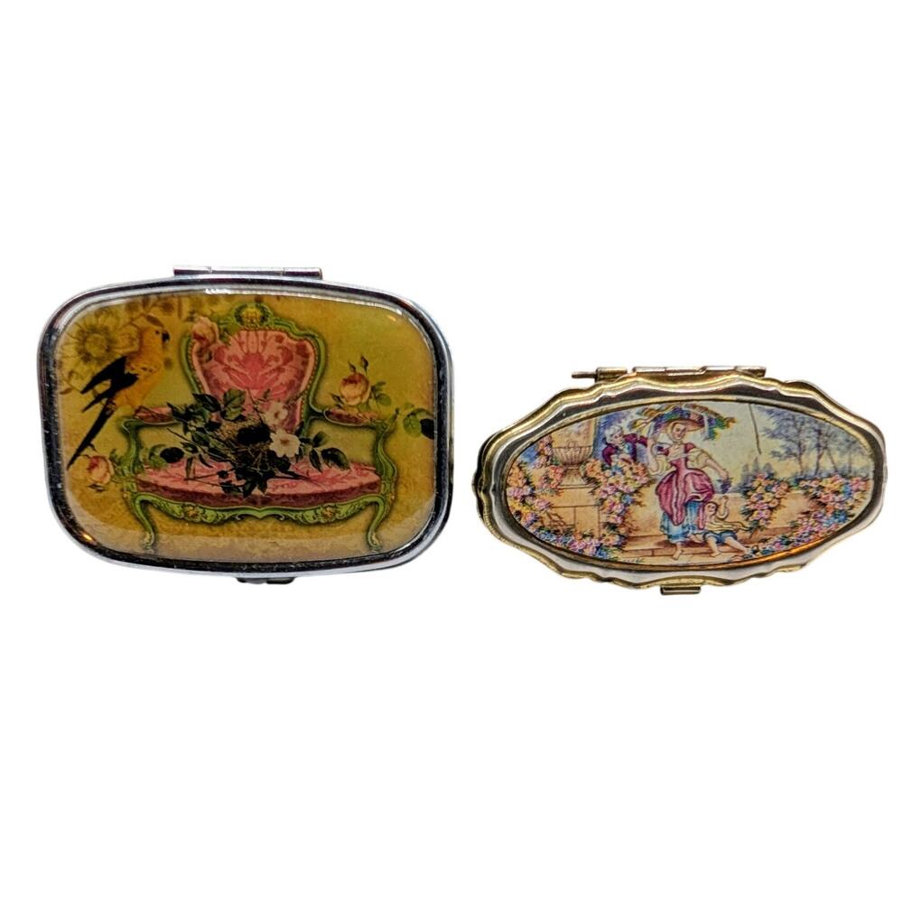 Two Vintage Apothecary Pill Boxes